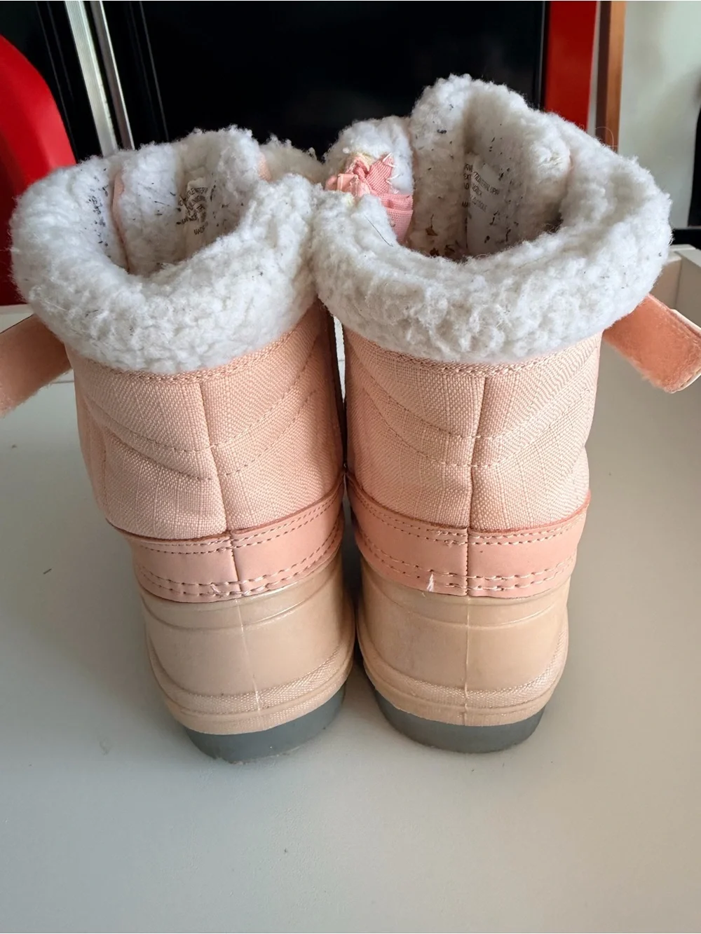 Pink Sherpa-Lined Kids Winter Duck Boots Size 12 Cat & Jack